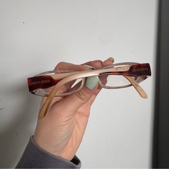 Vintage Miu Miu Y2K Black Oval Eyeglasses Frames Designer Logo - Picture 3 of 6
